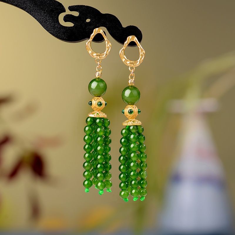 New Chinese Style Tassel Earrings Traditional Qipao Jewelry for Women