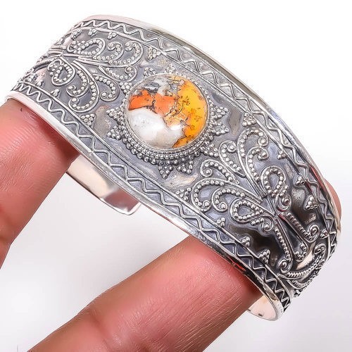 Bumble Bee Jasper- Indonesia 925 Sterling Silver Handmade Cuff Adst. C7879-31
