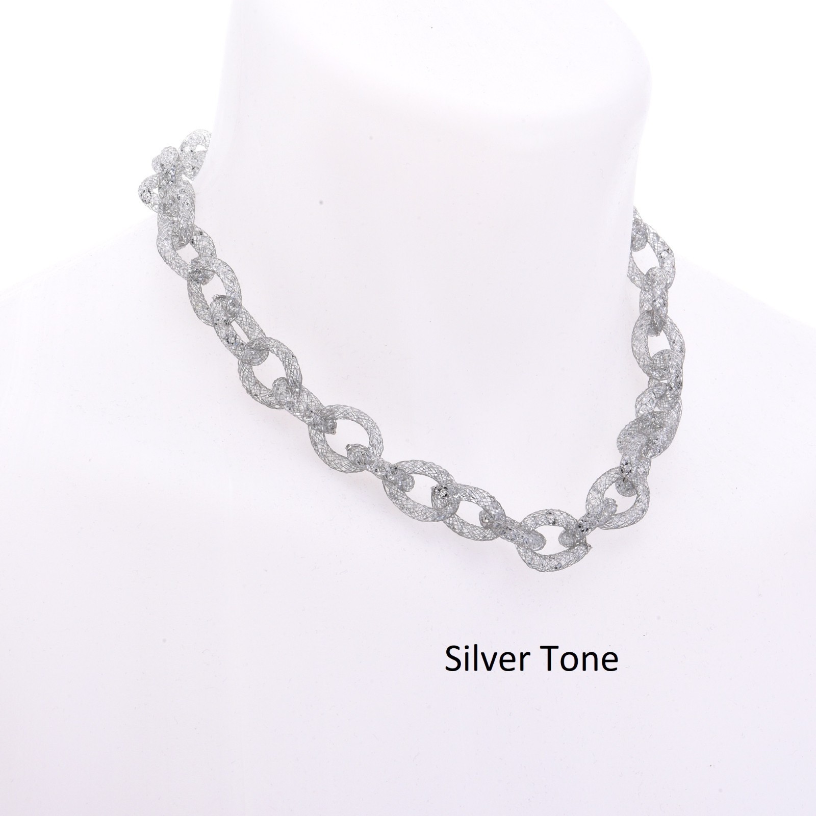 Rhinestone Link Chain Necklace & Earring Set Women’s Statement Jewelry STN 16