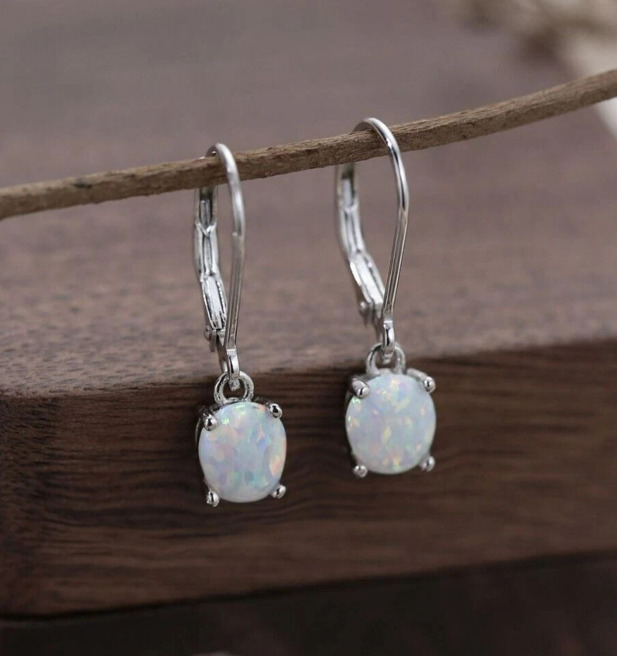 Handmade Fire Opal Dangle Earrings for Women Healing Chakra Gemstone Earrings