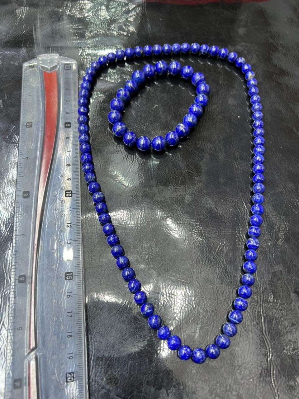 100% Natural Lapis Lazuli Beads Jewelry Set Handmade Necklace & Bracelet Gemston