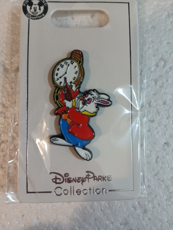 Alice in Wonderland White Rabbit with Clock Pin