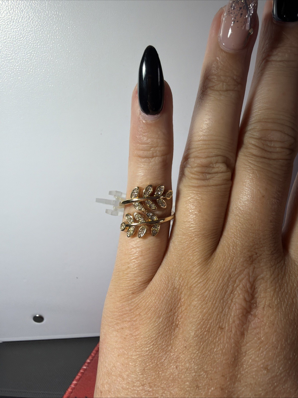 Gold Tone Leaf Ring, Size S Minimalist Elegant Ring