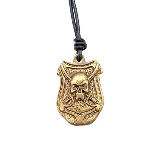 Medieval Pirate Pendant Adjustable Necklace with Black Leather Cord