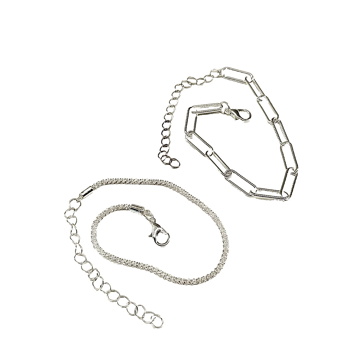 Set Of 2 Brass Plated Bracelets Paperclip Chain ca. 7″ Fashion Jewelry