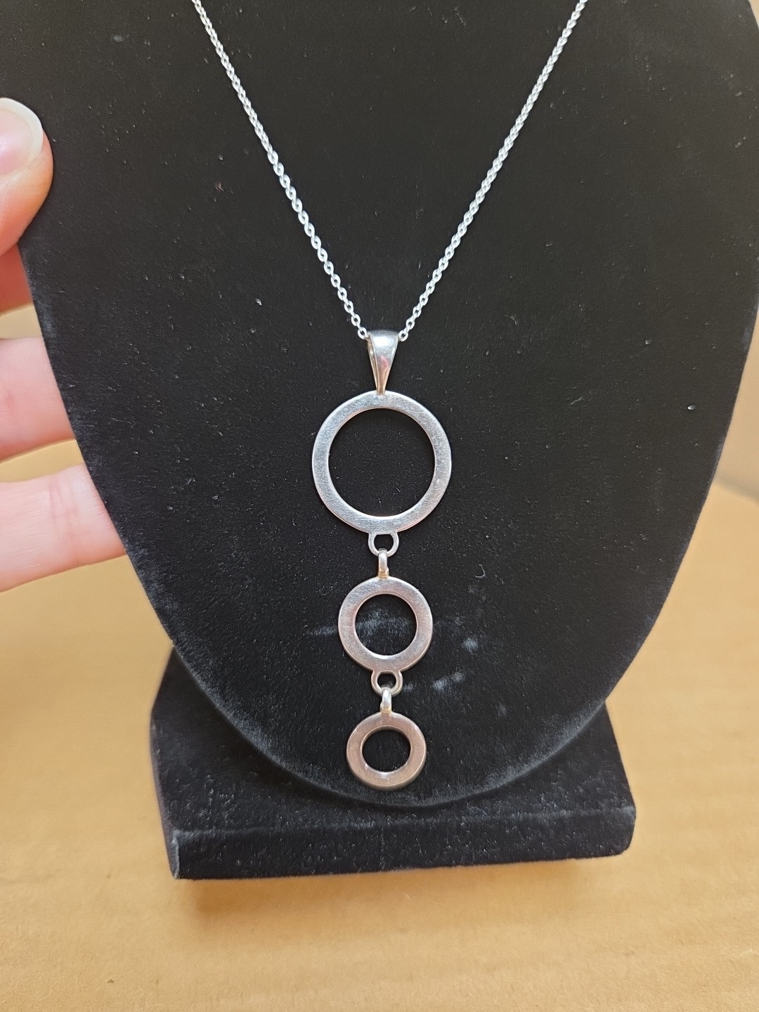 Fashion Jewelry 925 Sterling Silver 3 Circles Women Necklace *SEE PICS
