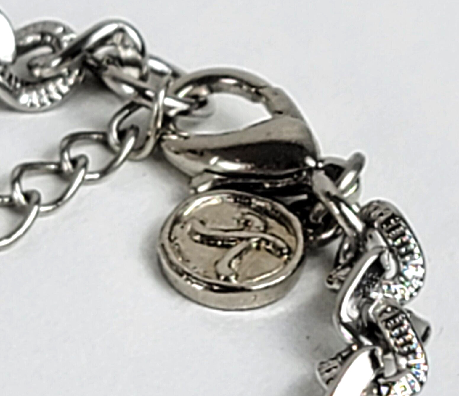 Silver Tone Fancy Link Chain Necklace 20.5 in Lobster Clasp Signed X