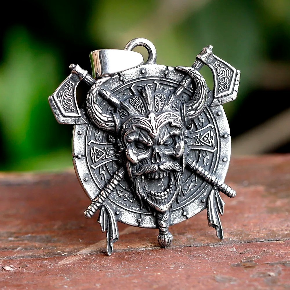 Viking Warrior Skull Necklace Stainless Steel Necklace