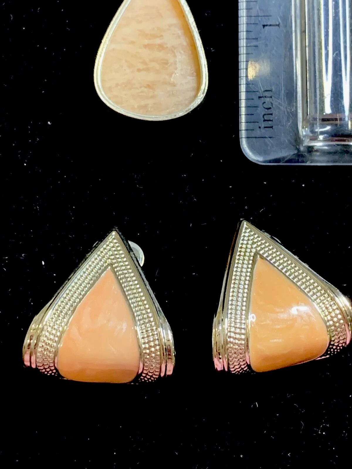 Vintage Enameled Earrings & New Genuine Stone Teardrop 925 Pendant Set