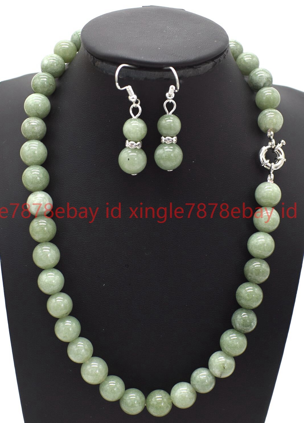 Lovely Natural 8/10/12mm A Green Jade Gemstone Round Beads Necklace Earring 18in