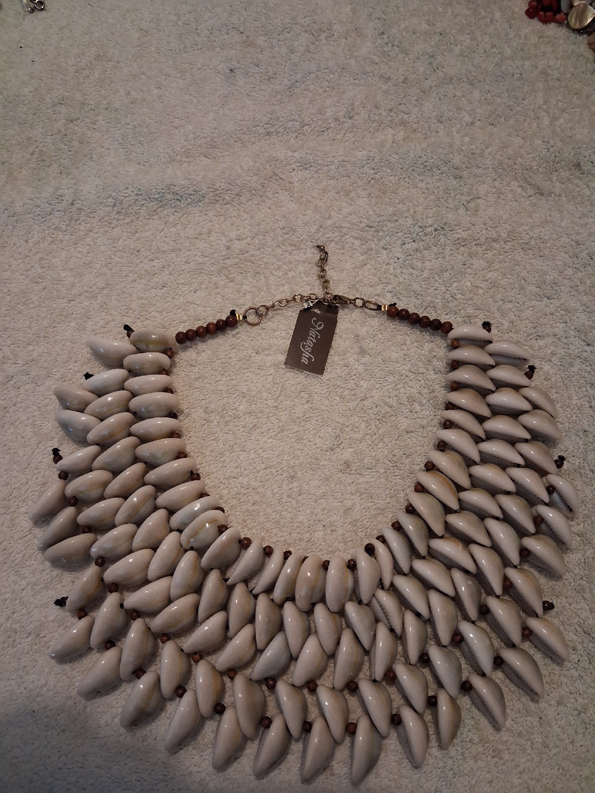 Statement Layered Cowrie Shell Bib 16″- 18″ Necklace By Natasha