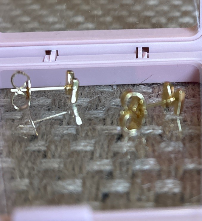 Mumreues Gold “M” Stud Earrings.