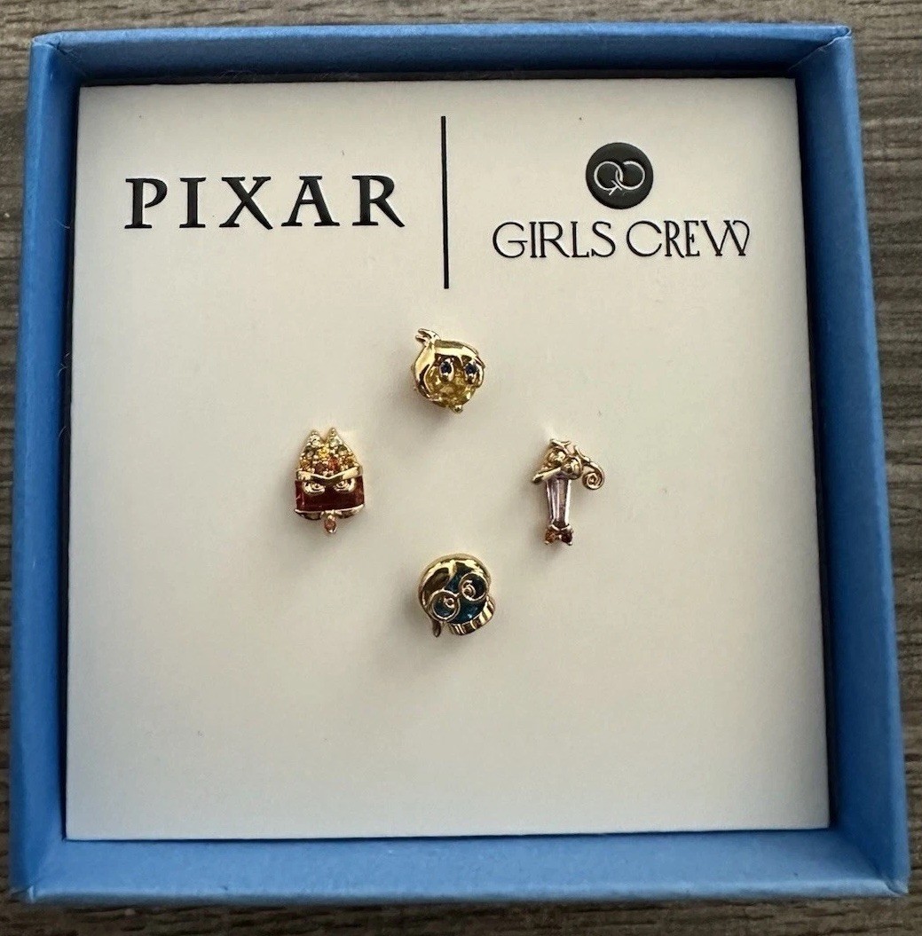 Disney Parks x Girls Crew Pixar Inside Out Gold Tone Stud Earrings NIB NWT