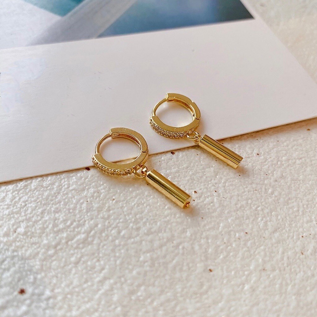 Circle Bar Dangle Drop Earrings for Women Gifts,Huggie Gold Hoop Earrings