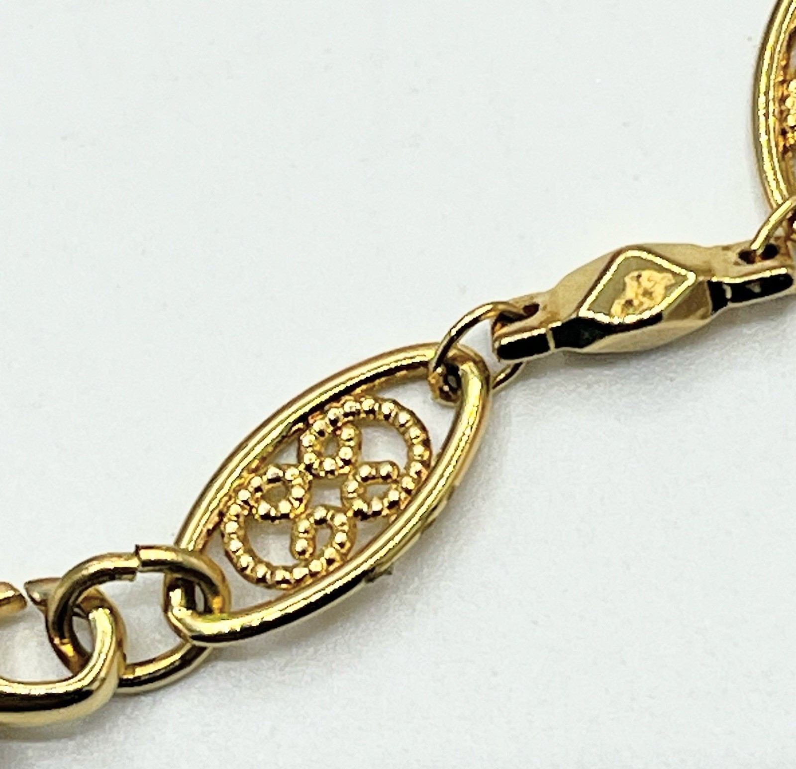 Gold Tone Filigree Beaded Bracelet Chain Length # 8.2” Inch.