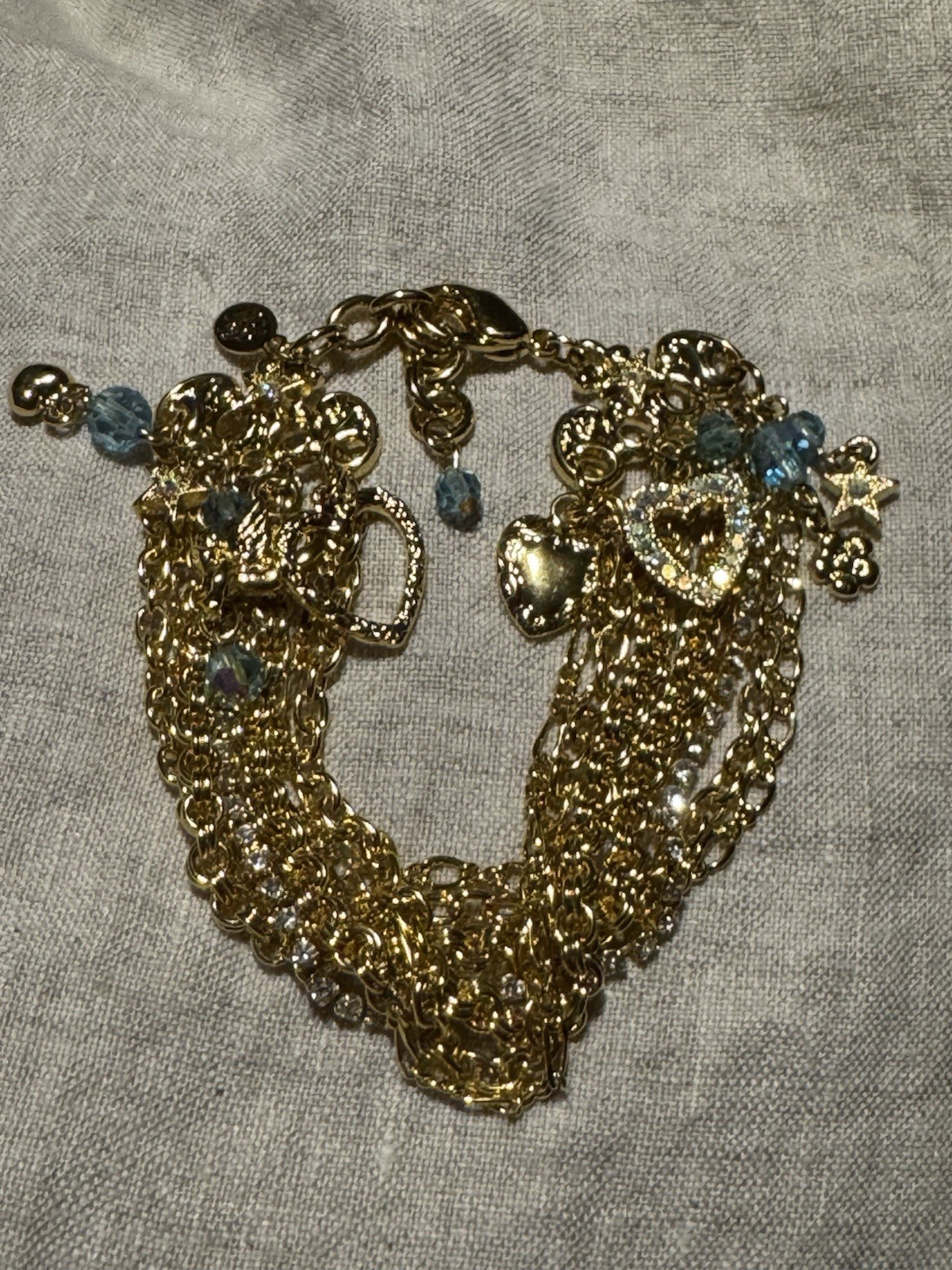 Kirks’s Folly Light Blue Rhinestone Dreamland Bracelet Multiple Chains 7”