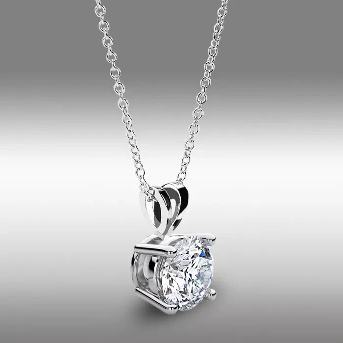 Round Cut Simulated Diamond Woman’s Anniversary Pendant 14K White Gold Plated