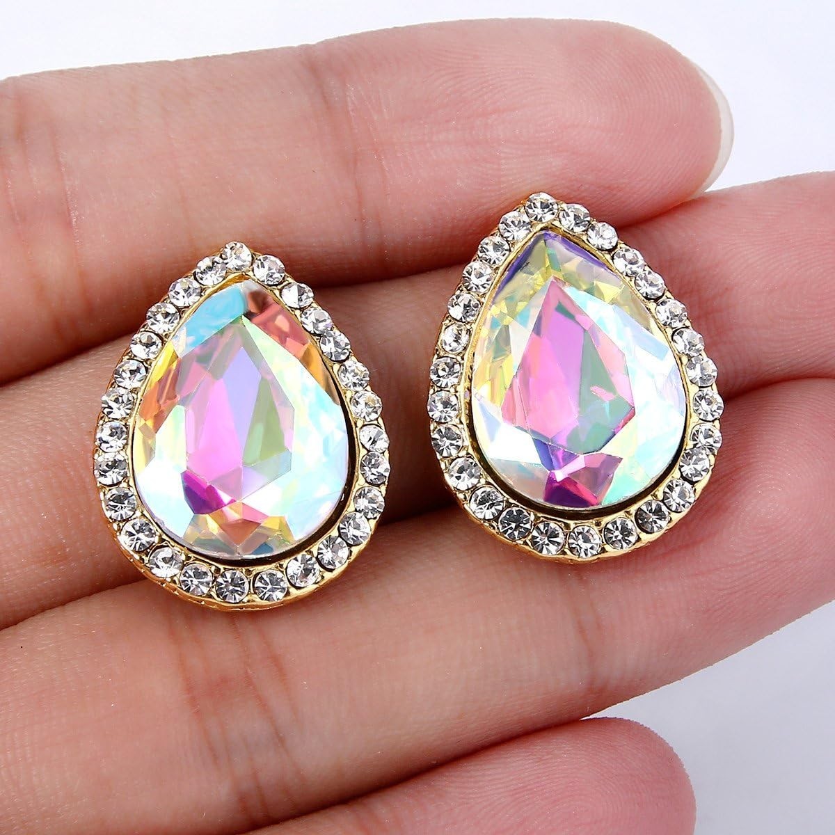 Women’s Austrian Crystal Wedding Teardrop Stud Earrings