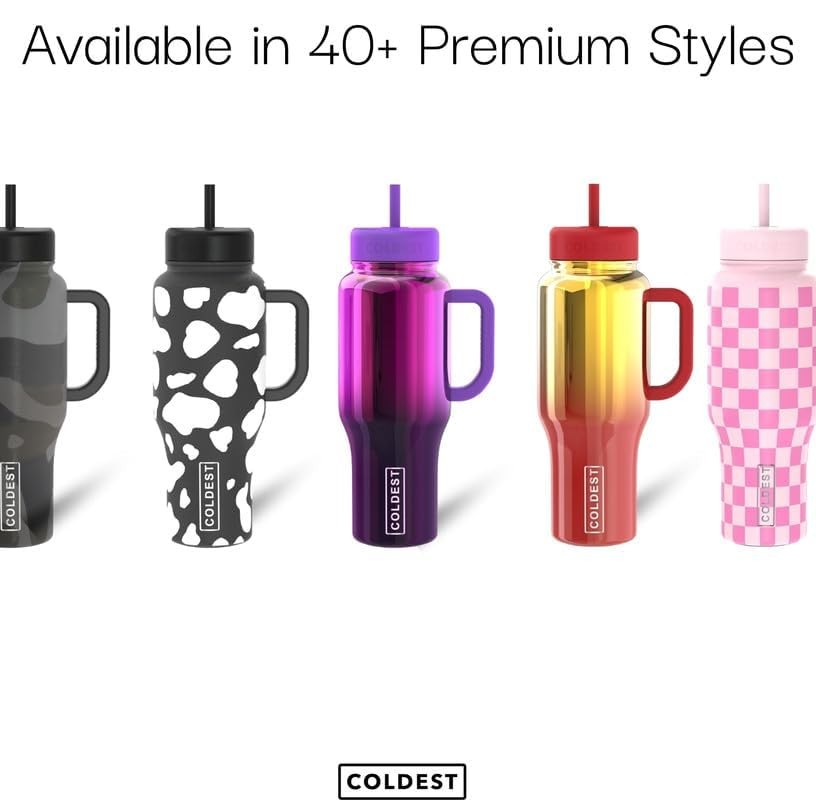 Coldest Tumbler with Handle and Straw – 100% Leak Proof 36 oz Stealth Black