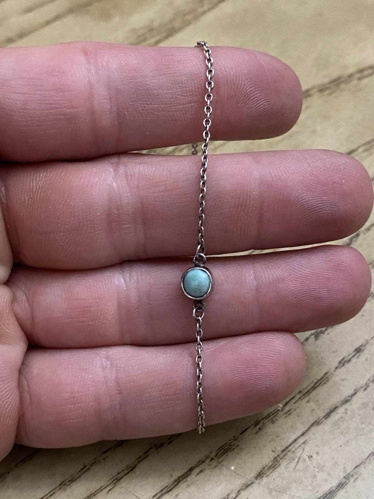 Pura Vida Sterling Silver 925 Designer Signed Dainty Turquoise Bracelet 6.5-8.5”