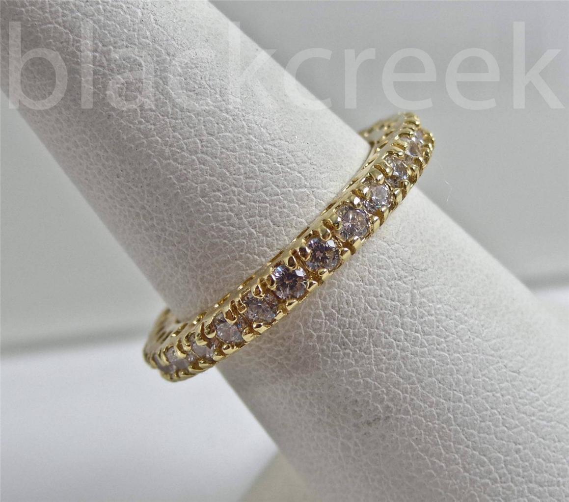 White C.Z.~ Eternity~Yellow Gold Plated sterling silver~Ring/Band ~Size 6 to 10