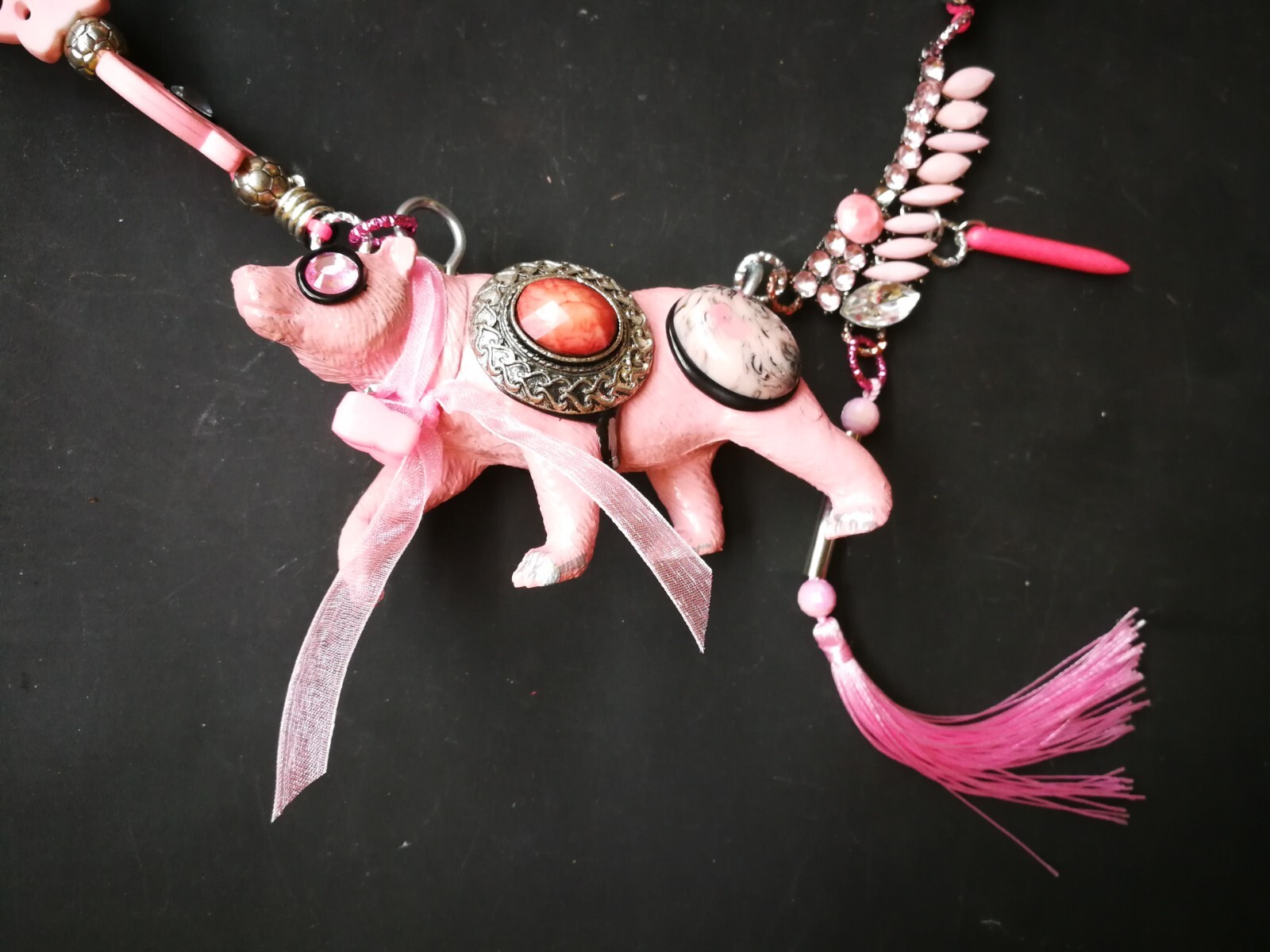 Pink Teddy Bear Necklace Pendant Sauvage Animal Forest Jewellery Magic Jewelry