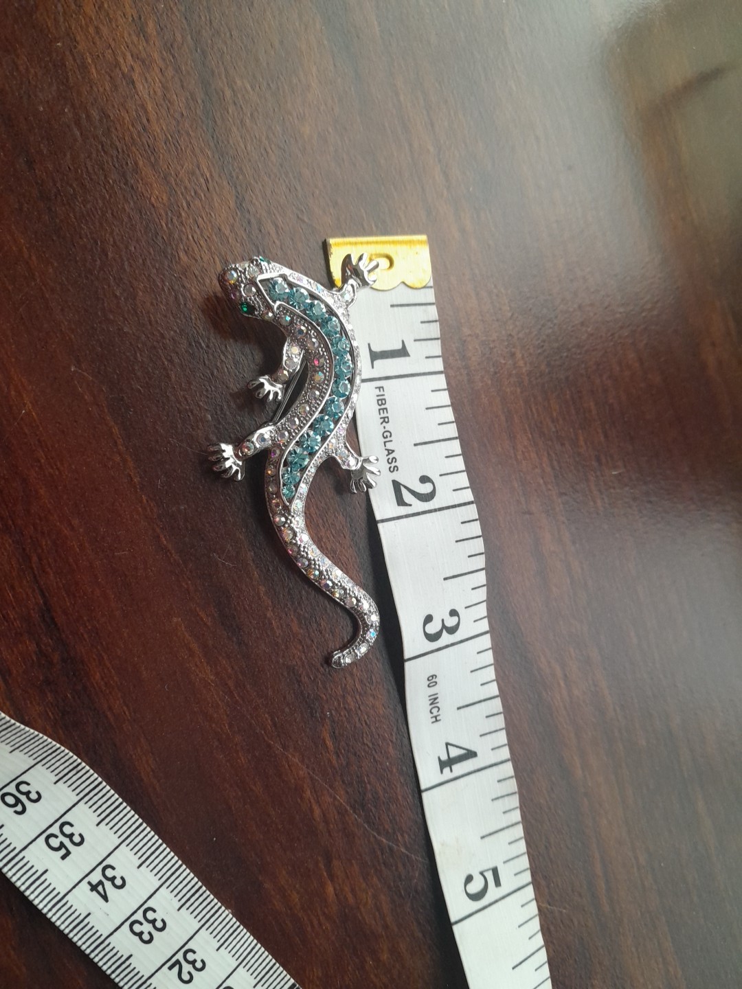 Cute Blue And Clear Rhinestones Lizard Pendant Or Brooch