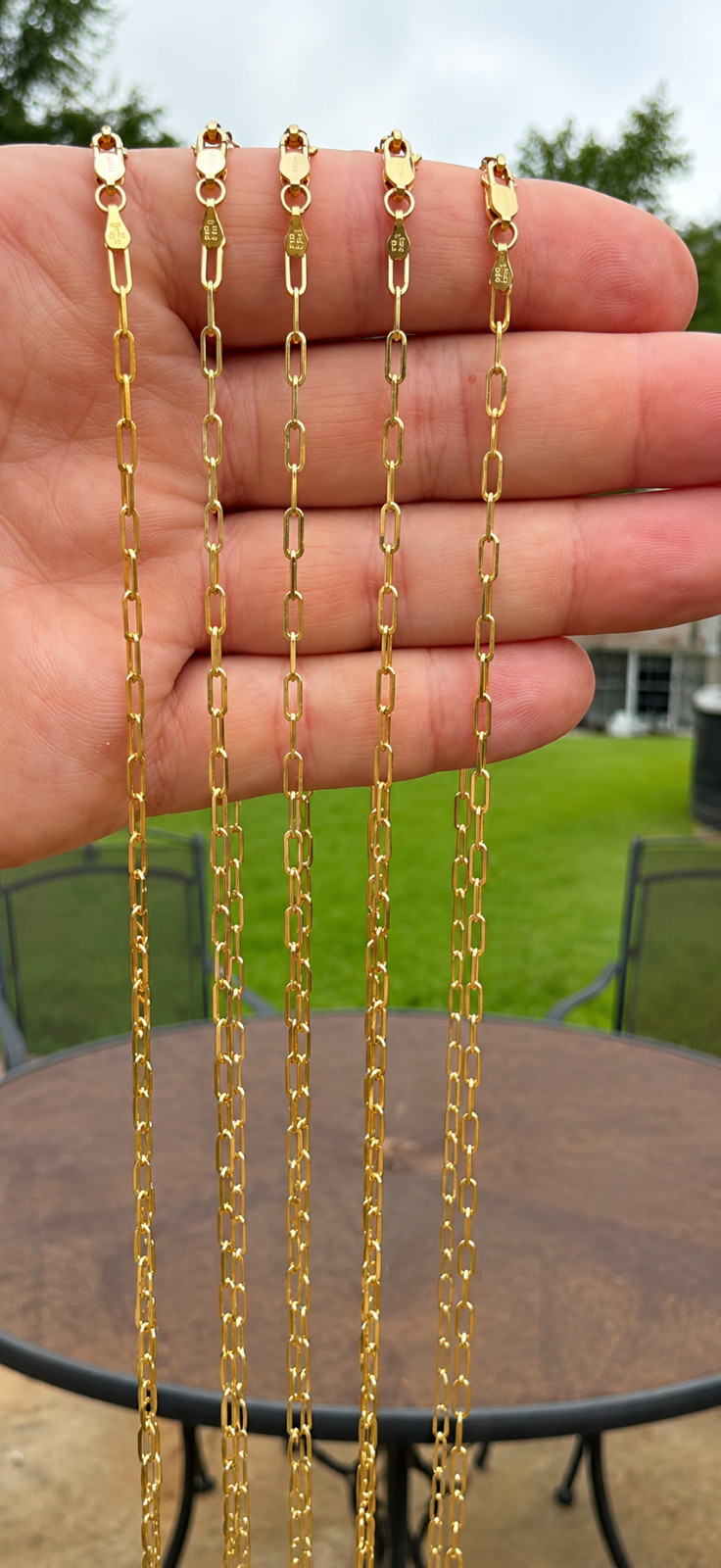 14K Gold Plated 925 Solid 2.5mm Paperclip Necklace Chain Link Italy