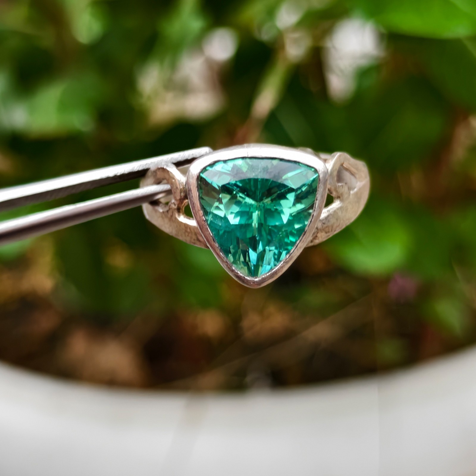 Rare Certified 26 Ct Blue Green Paraiba Tourmaline Sterling Silver 925 Ring