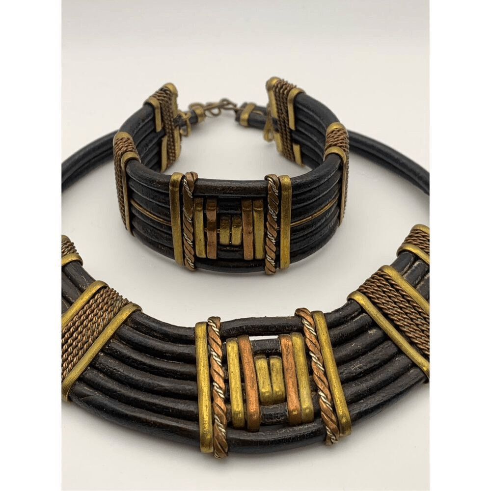 Handmade Womens Egyptian Style Choker Necklace Bracelet & Earring Set