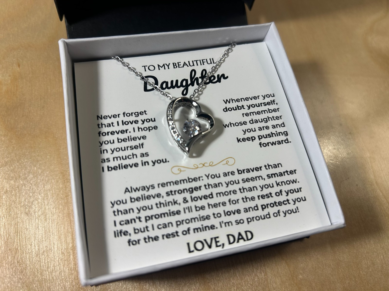 To My Daughter Gift Set – Necklace White Gold SS500v5 Sugar Spring Co