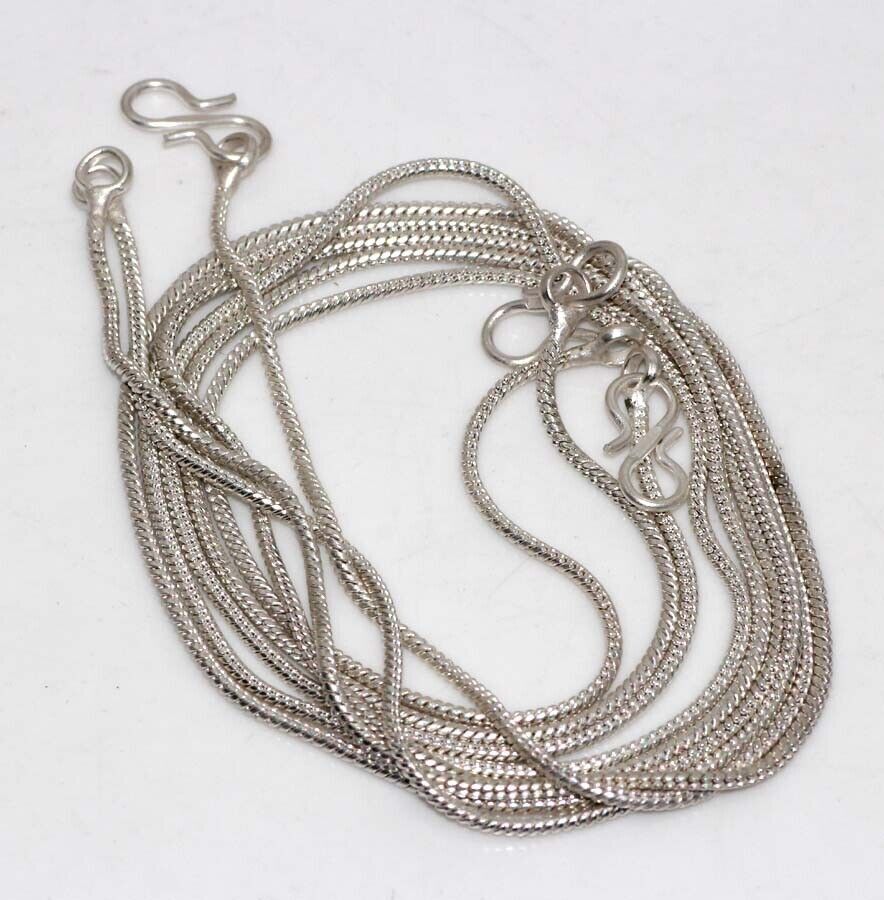 3 Pcs Lot Plain Silver Snake Chain Set 925 Silver Plated Necklace 16-18-22″