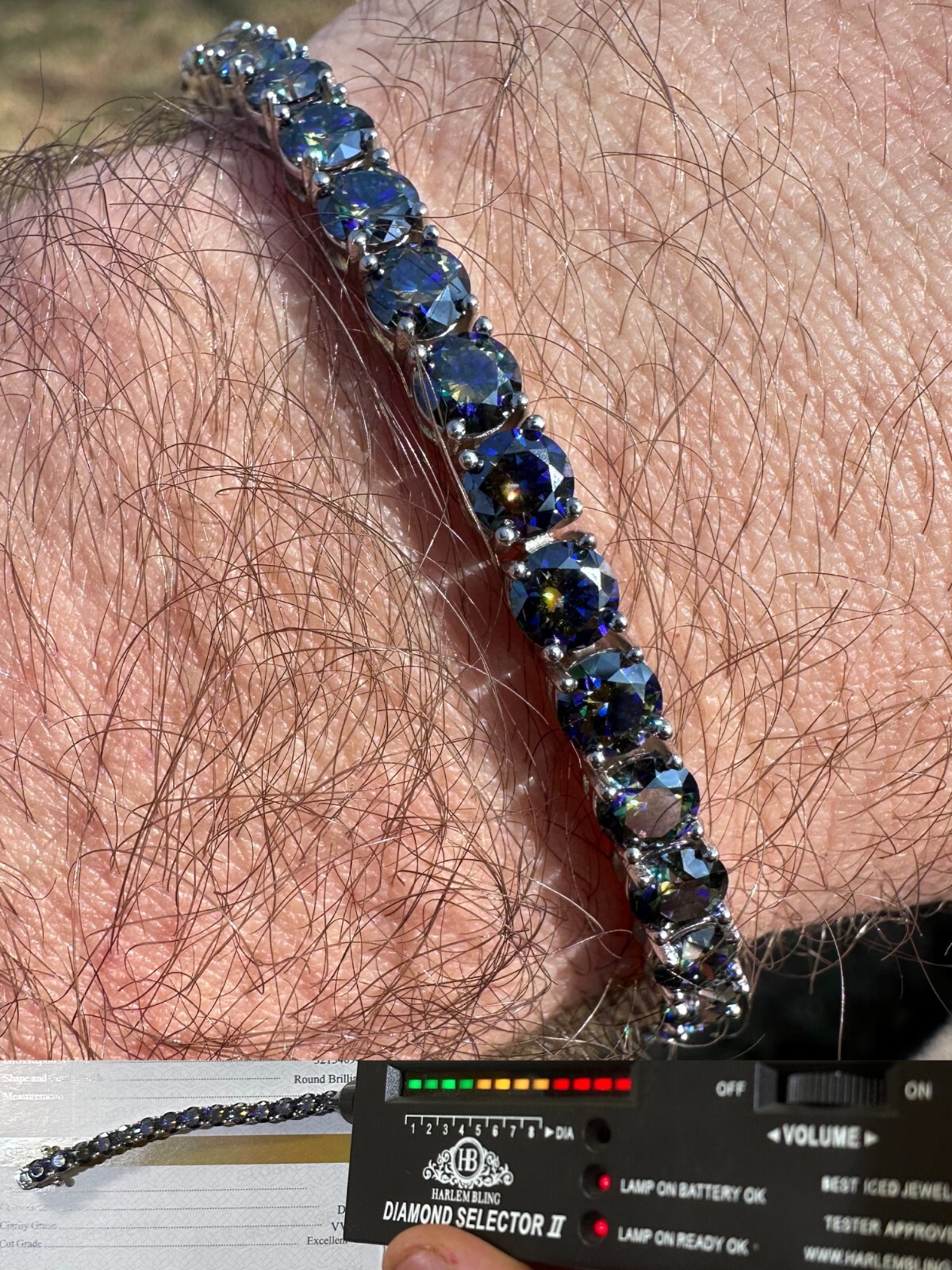 Real Iced Dark Blue MOISSANITE 5mm Tennis Bracelet 925 Silver Passes Tester GRA