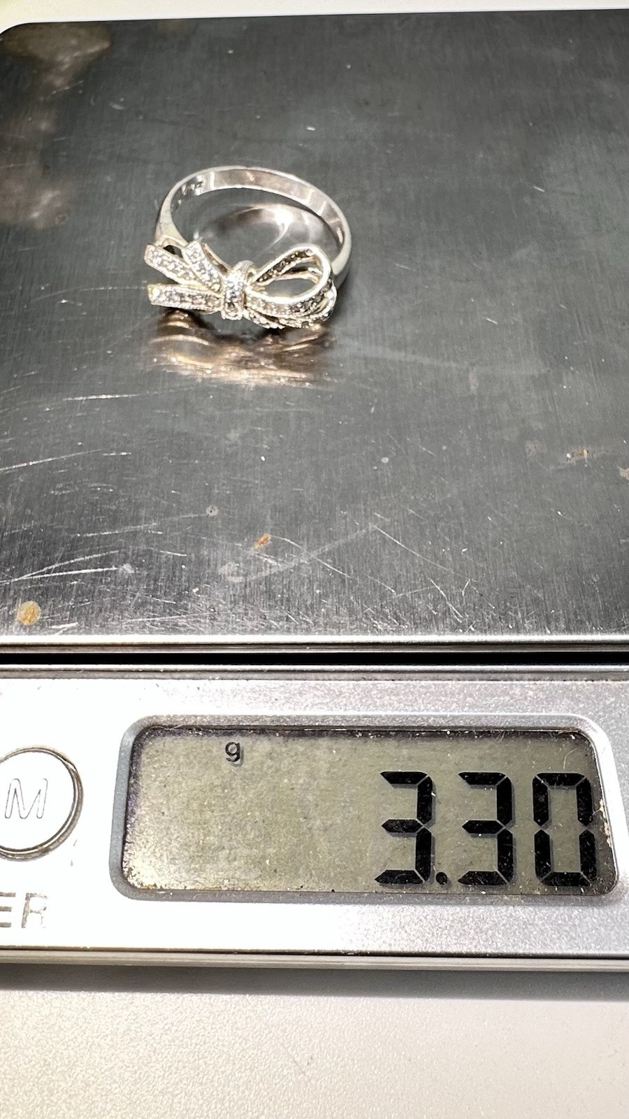 Sterling Silver 925 CZ Bow Ring Sz 10 Korea Signed DQ 3.3g