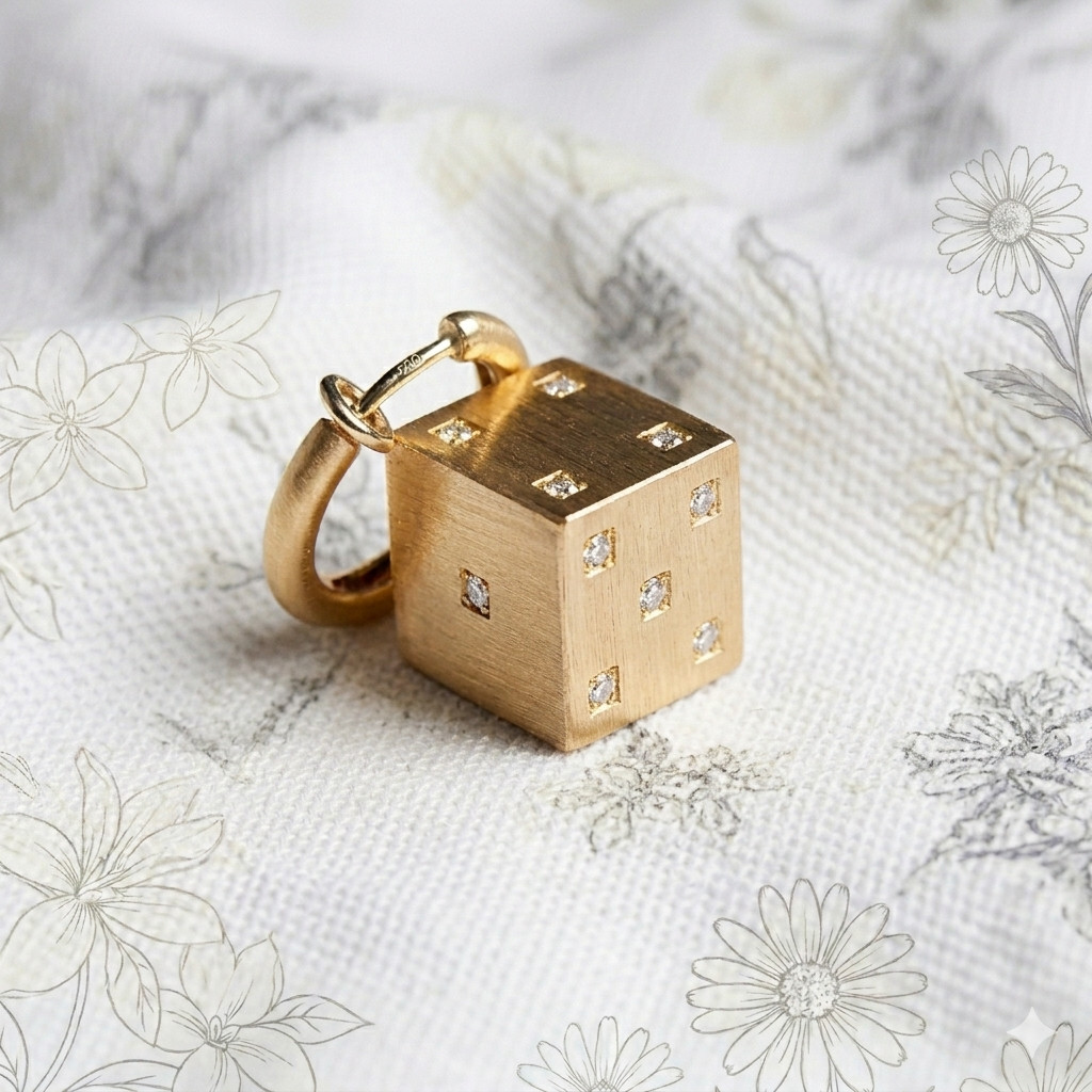 Dice Charm Lock Pendant With CZ Brass Metal Fashion Jewelry for gift