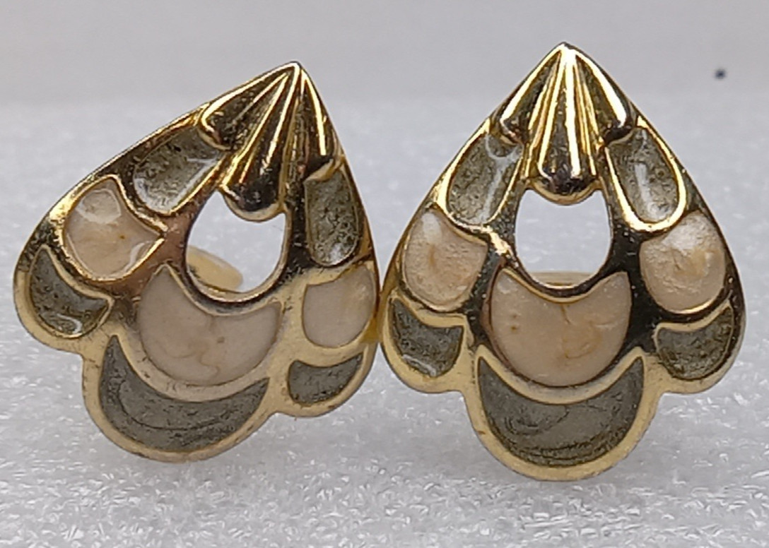 Allison Reed Scalloped Multicolor Clip On Earrings Vintage