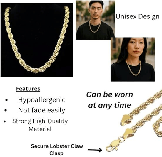 14K Nugget Textured Heart Shaped Rope Style Necklace 20″ 4mm Small Pendant 14mm