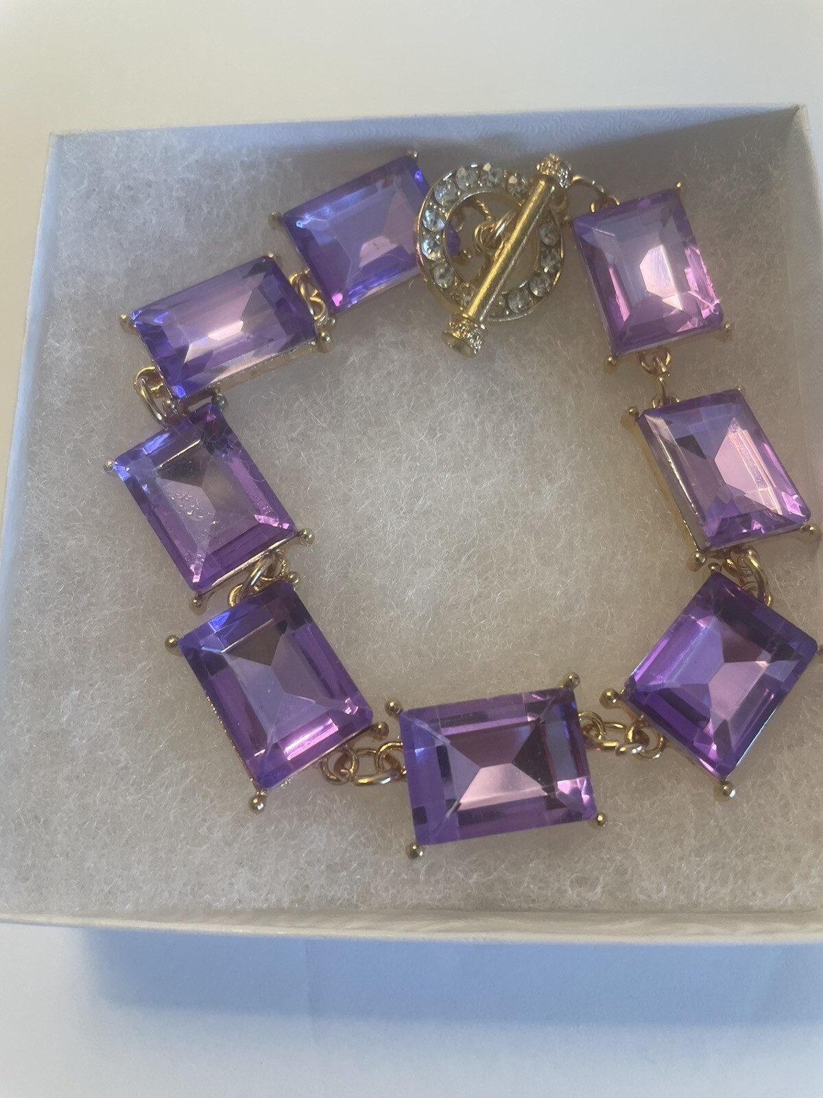 Plus Size Amethyst Crystal Bracelet 9 inches NWT Handmade by Sheoma