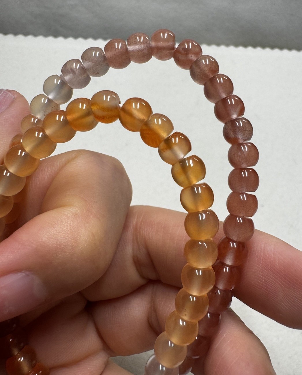 AAA 5.5mm straight cut ice beads nanhong agate Bracelet new in box 7” freeship