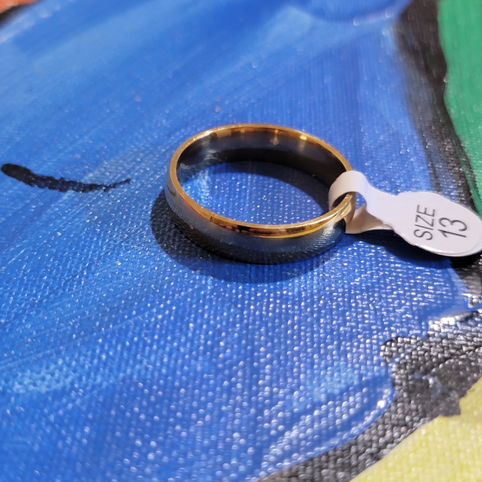 gold tone 7 mm wide band ring SIZE 13