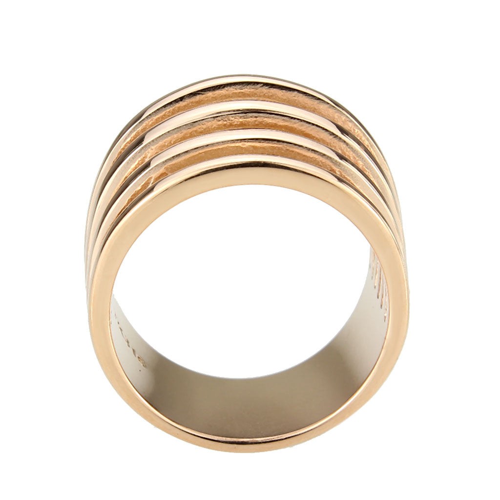 Women’s Ring, Rose Gold Plated, Stainless Steel, Statement, Wide Band, Multi Row