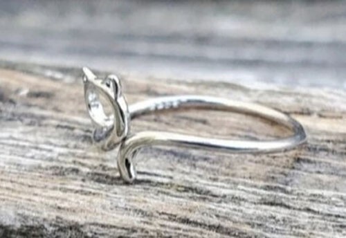 14k White Gold Plated Women’s Cat Shape Toe Ring Solid Metal 925 Sterling Silver