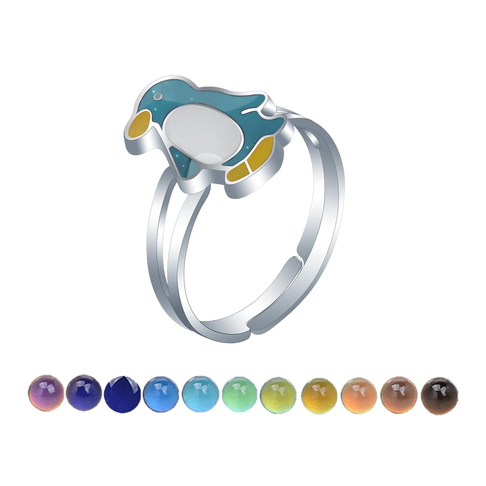 Color Changing Ring Sensing Temperature Turtle/Dolphin/Whale/Penguin Animal M…