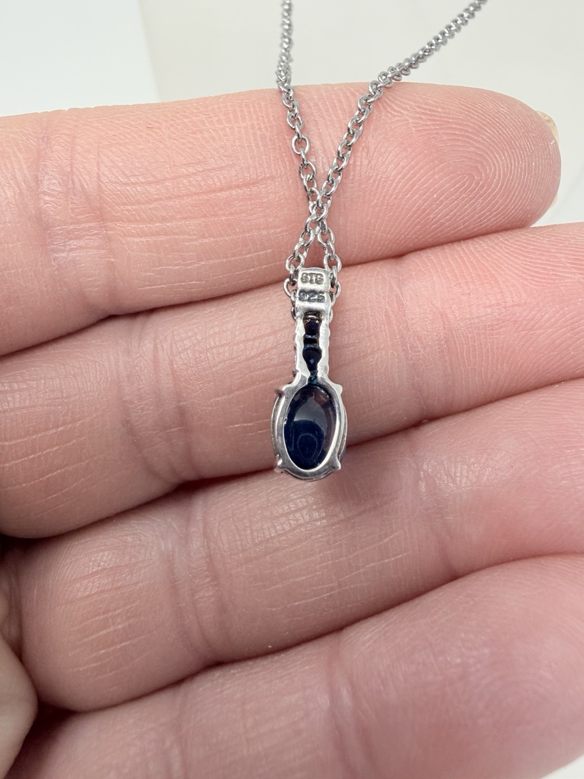 Shop LC Himalayan Kyanite/Lab Created Blue Sapphire Oval Pendant & Chain 5449