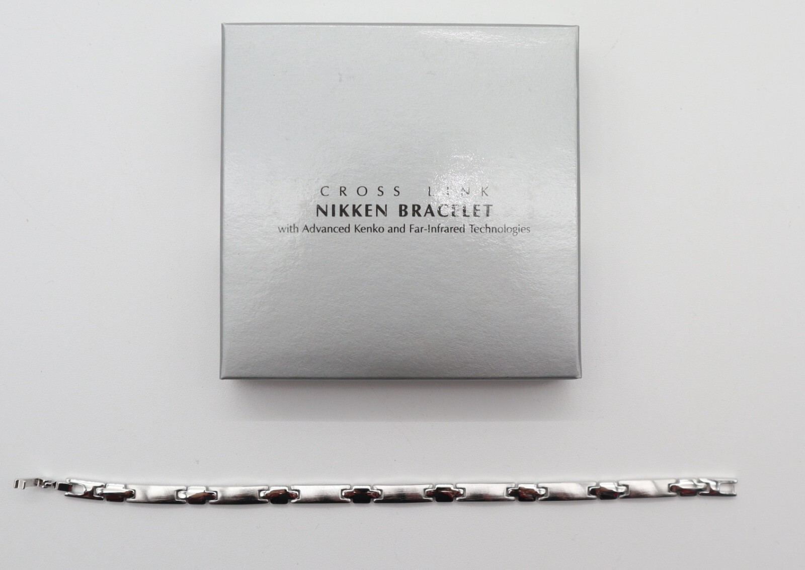 Nikken Original Silver Tone Cross Link Bracelet #1900 Discontinued NIB