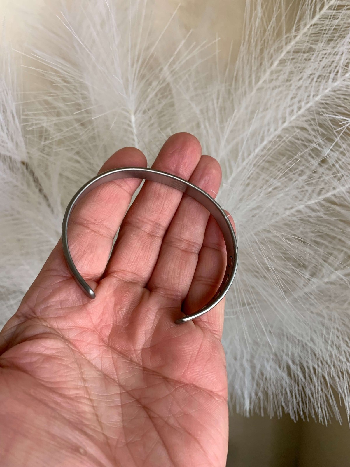 Silver Titanium Magnetic Bracelet Cuff 10 Magnets Arthritis Pain Energy Balance