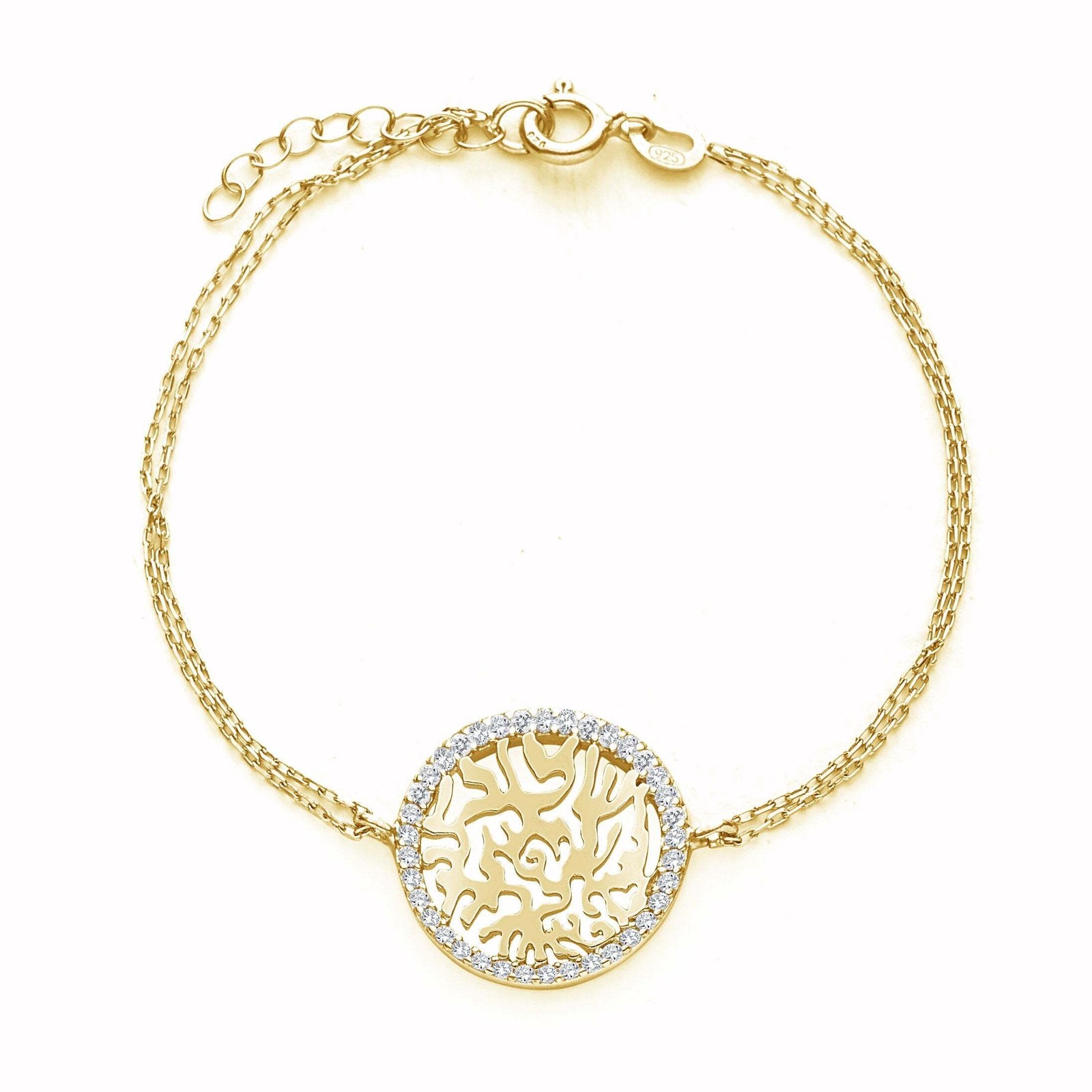 Shema Israel Hebrew Prayer Bracelet Gold Plated CZ Jewish