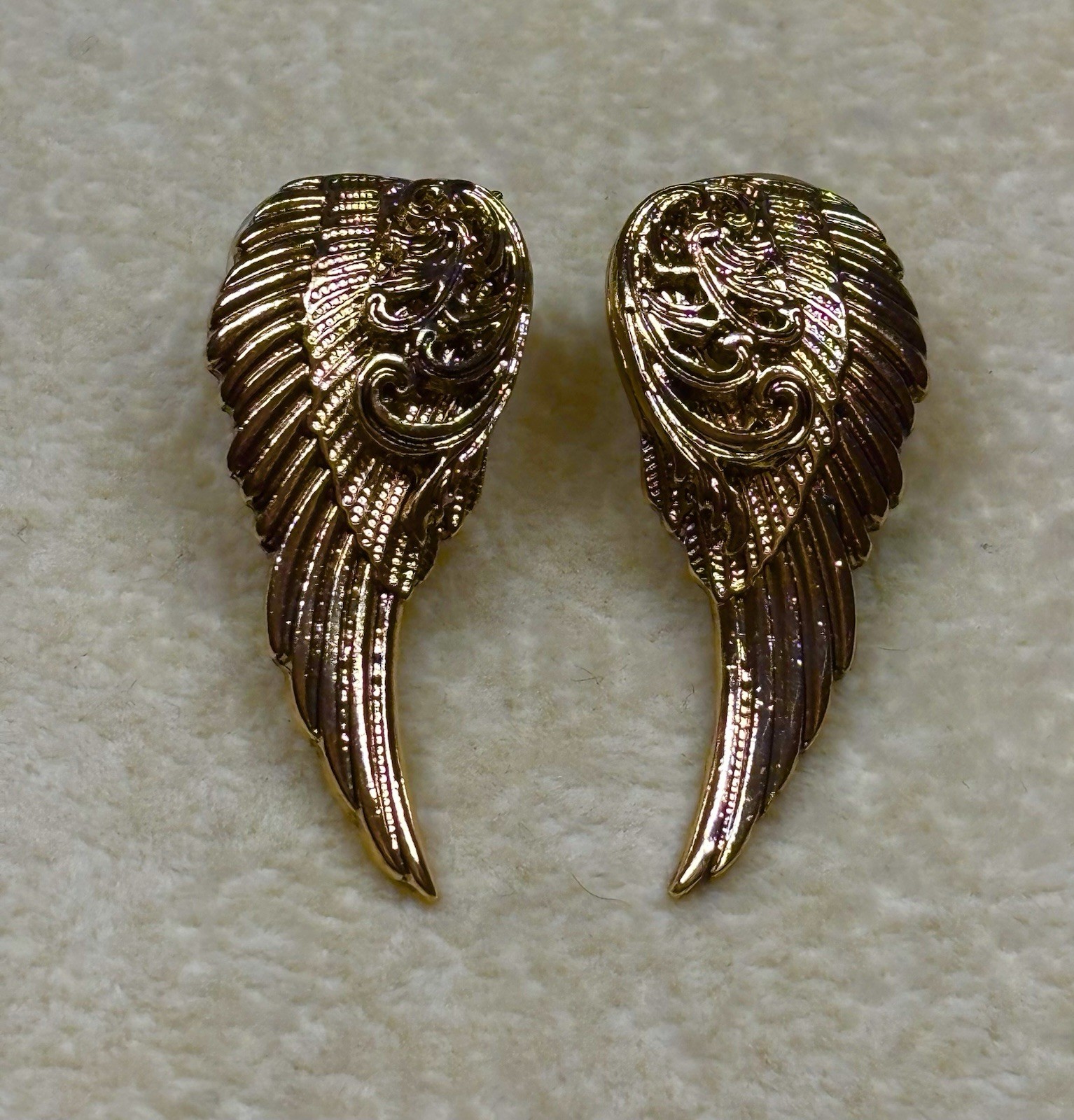 Kirks Folly Angel Wings Pierced Earrings (Antique Goldtone) New