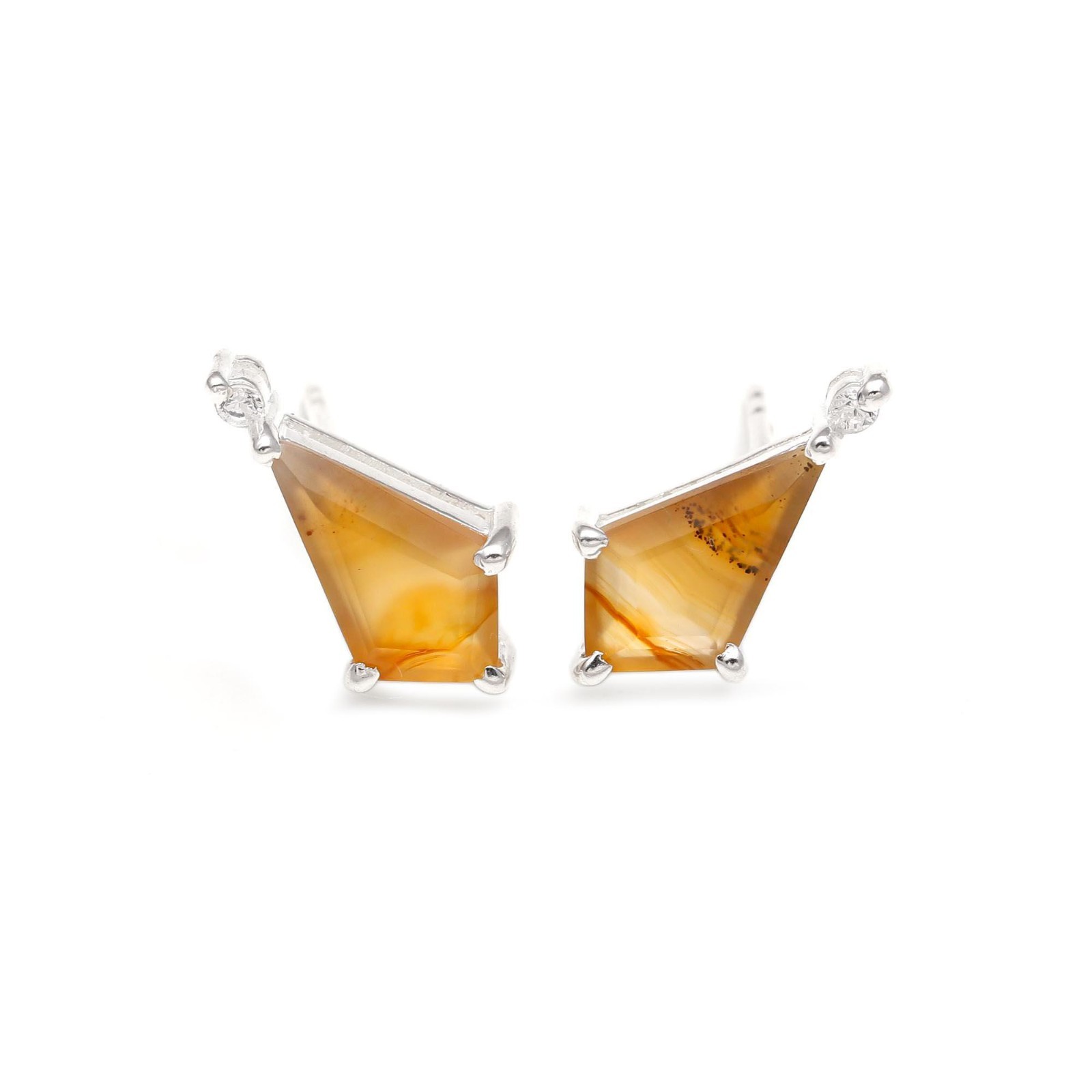 Natural Montana Agate Kite Stud Earrings 925 Sterling Silver Handmade Jewelry