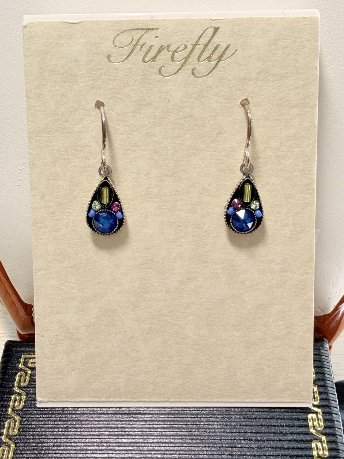 Bermuda Blue Crystal Petite Accent Teardrop FIREFLY PIERCED EARRINGS E14-BB